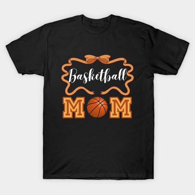 Cute Basketball Mom Shirt with Hair Bow and Ribbon Design for College Game Day for Basketball Lover Mom as Mother's Day Gift T-Shirt by Motistry